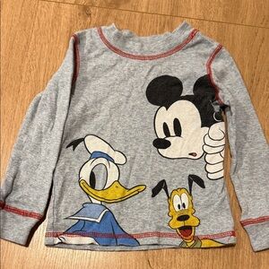 Disney Kids Gray Long Sleeve Tee with Mickey, Donald, and Pluto